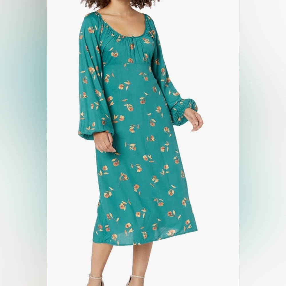 Billabong Sweet To Me Floral Midi Dress With Long Sleeves - Size M